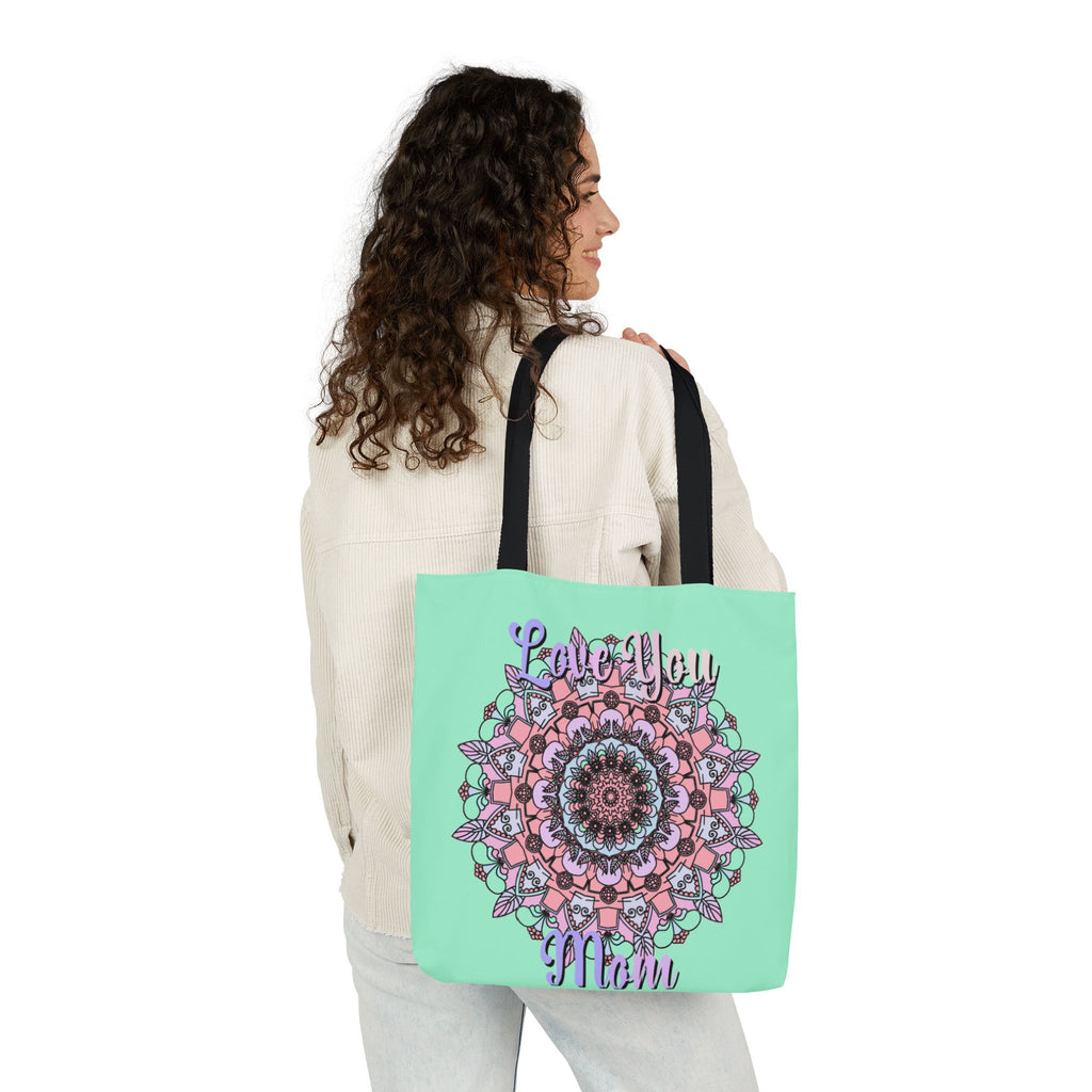 Mandala 'Love You Mom' Canvas Tote — Floral Mother's Day Gift Bag