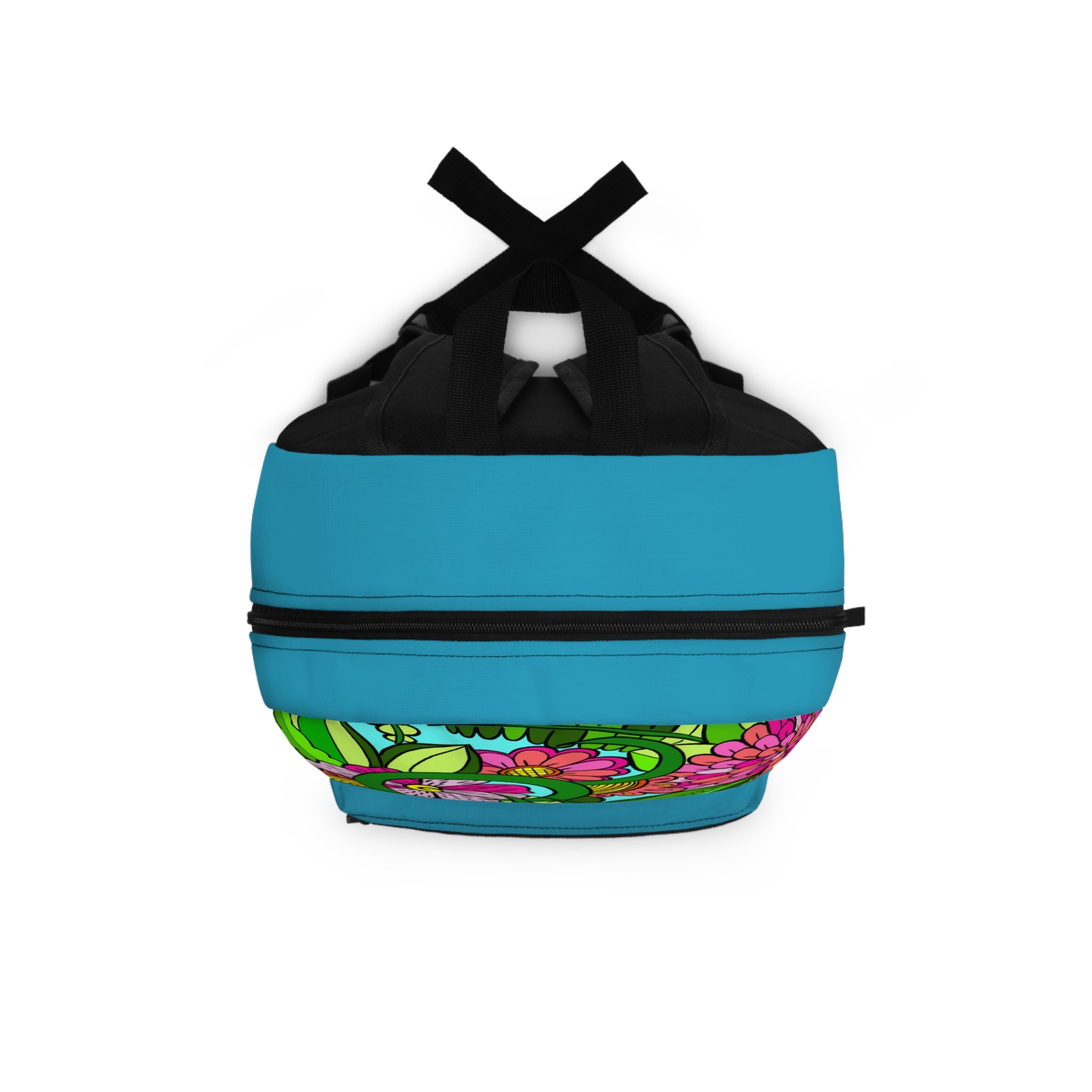 Floraler Abenteuerrucksack in leuchtenden Türkis- und Rosatönen