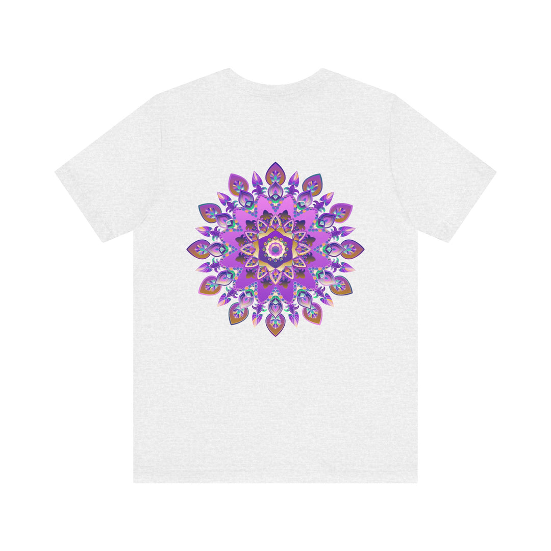 Beautiful purple mandala t-shirt with intricate design representing spiritual peace and harmony, perfect for yoga and meditation enthusiasts