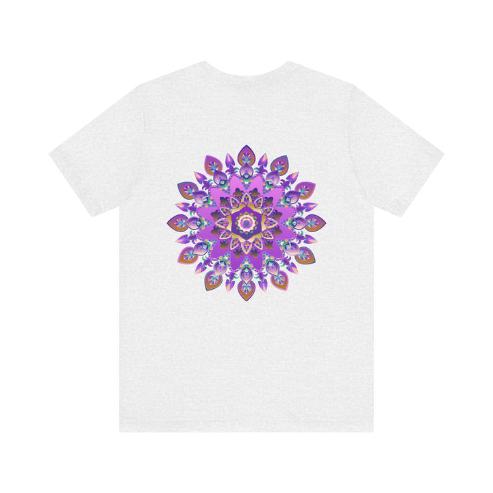 Beautiful purple mandala t-shirt with intricate design representing spiritual peace and harmony, perfect for yoga and meditation enthusiasts