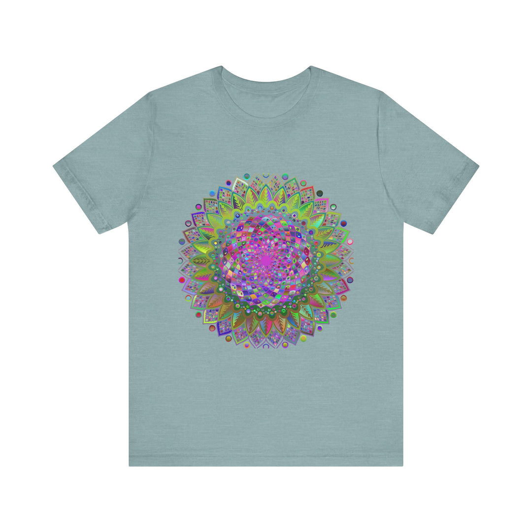 Vibrant Mandala Tee featuring colorful geometric art in bold, eye-catching hues