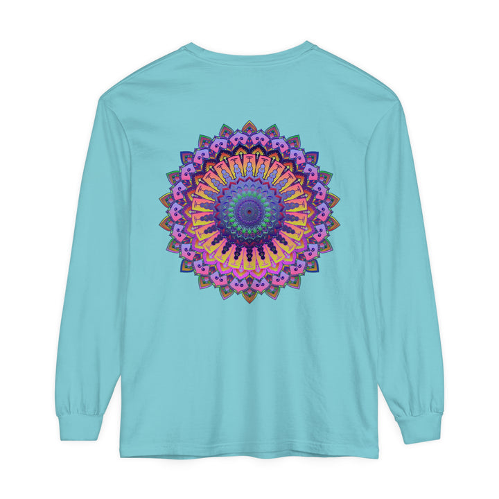 Intricate Mandala Unisex Long Sleeve T-Shirt featuring a detailed and colorful mandala design