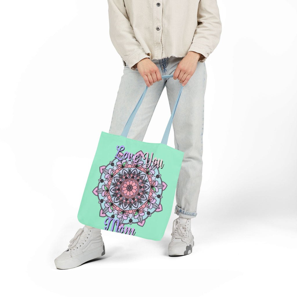 Mandala 'Love You Mom' Canvas Tote — Floral Mother's Day Gift Bag