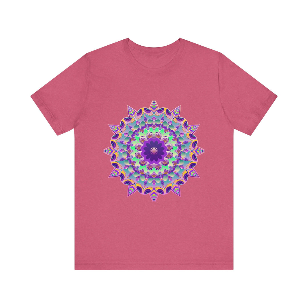 Vibrant and colorful Psychedelic Purple Mandala T-Shirt with intricate design