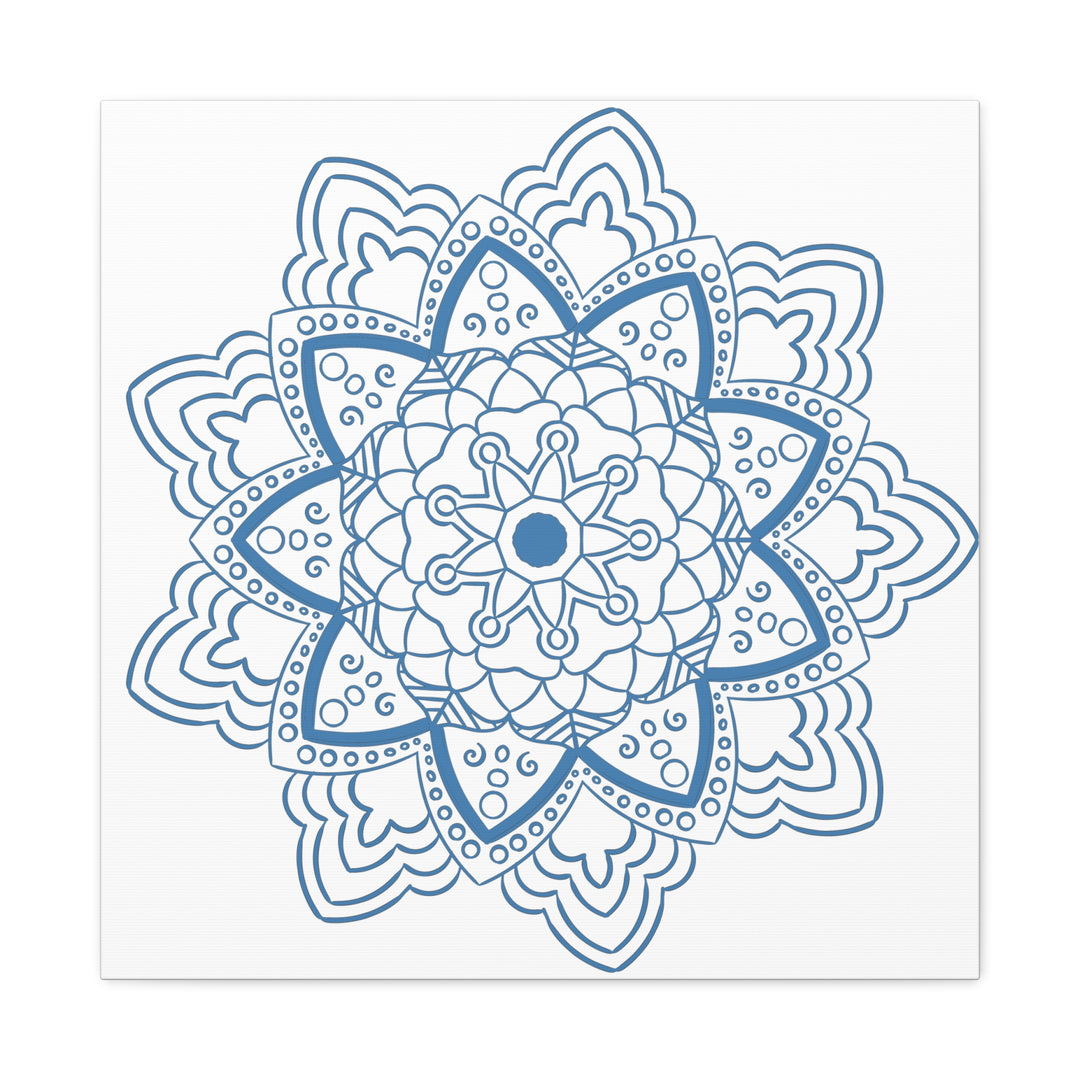 Handmade steel blue mandala design wall art on matte canvas