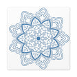 Handmade steel blue mandala design wall art on matte canvas