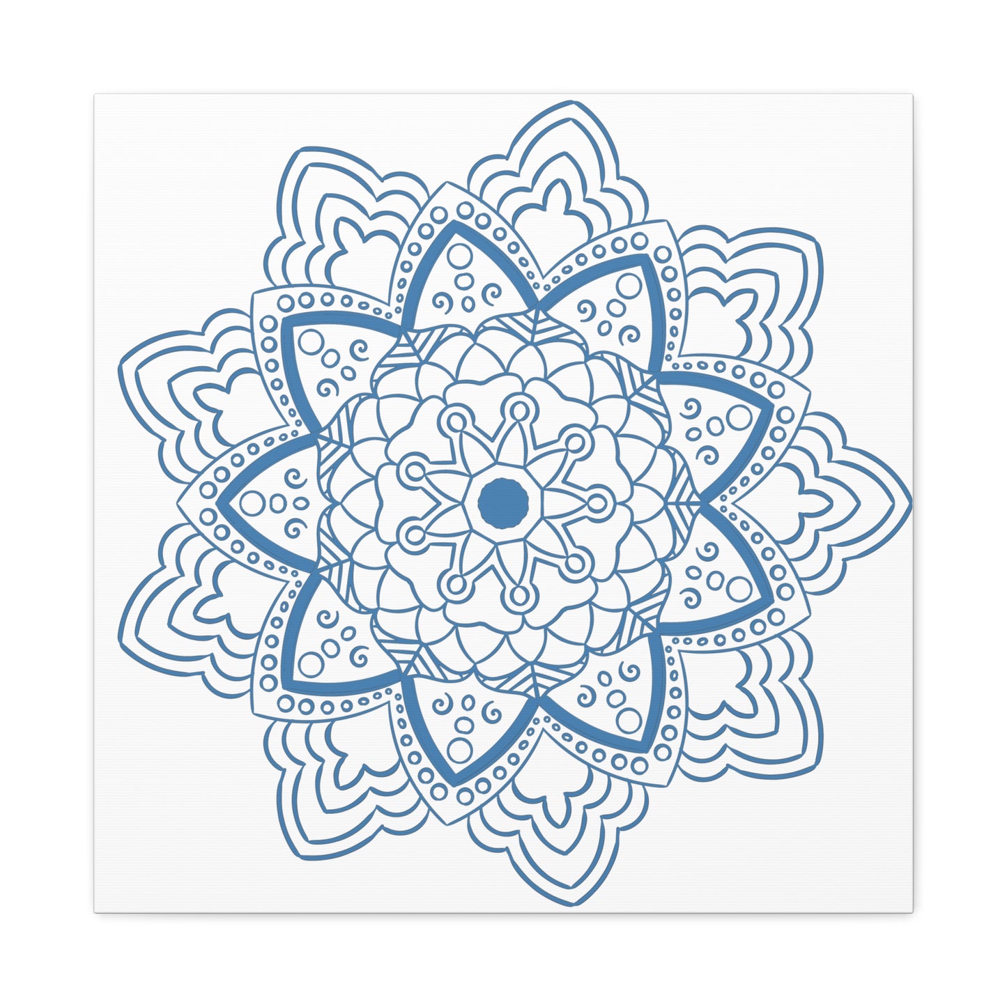 Handmade steel blue mandala design wall art on matte canvas