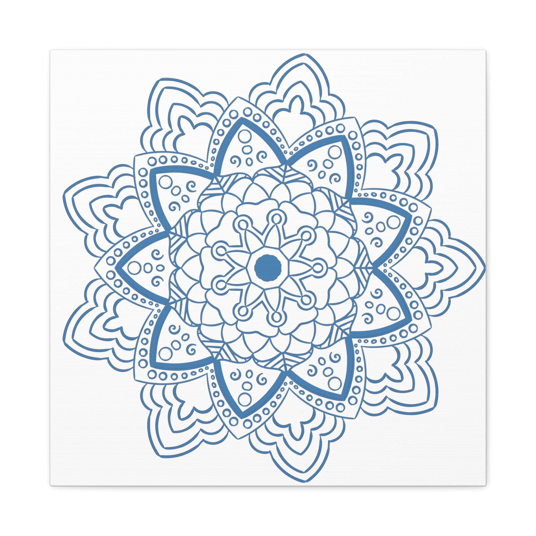 Handmade steel blue mandala design wall art on matte canvas