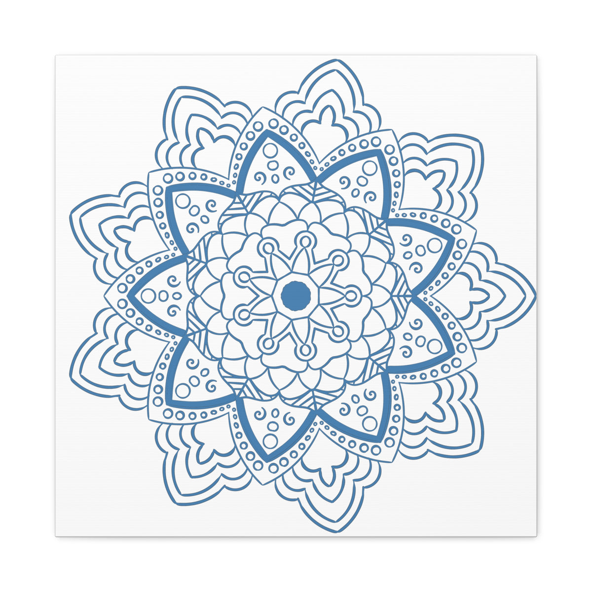 Handmade steel blue mandala design wall art on matte canvas