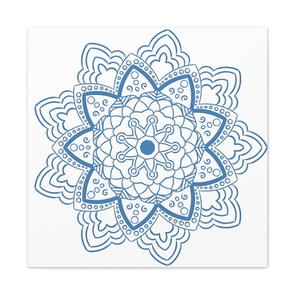 Handmade steel blue mandala design wall art on matte canvas