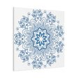 Handmade Mandala Design Wall Art in Steel Blue on Matte Canvas, Stretched and 125 inches thick