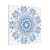 Handmade Mandala Design Wall Art in Steel Blue on Matte Canvas, Stretched and 125 inches thick