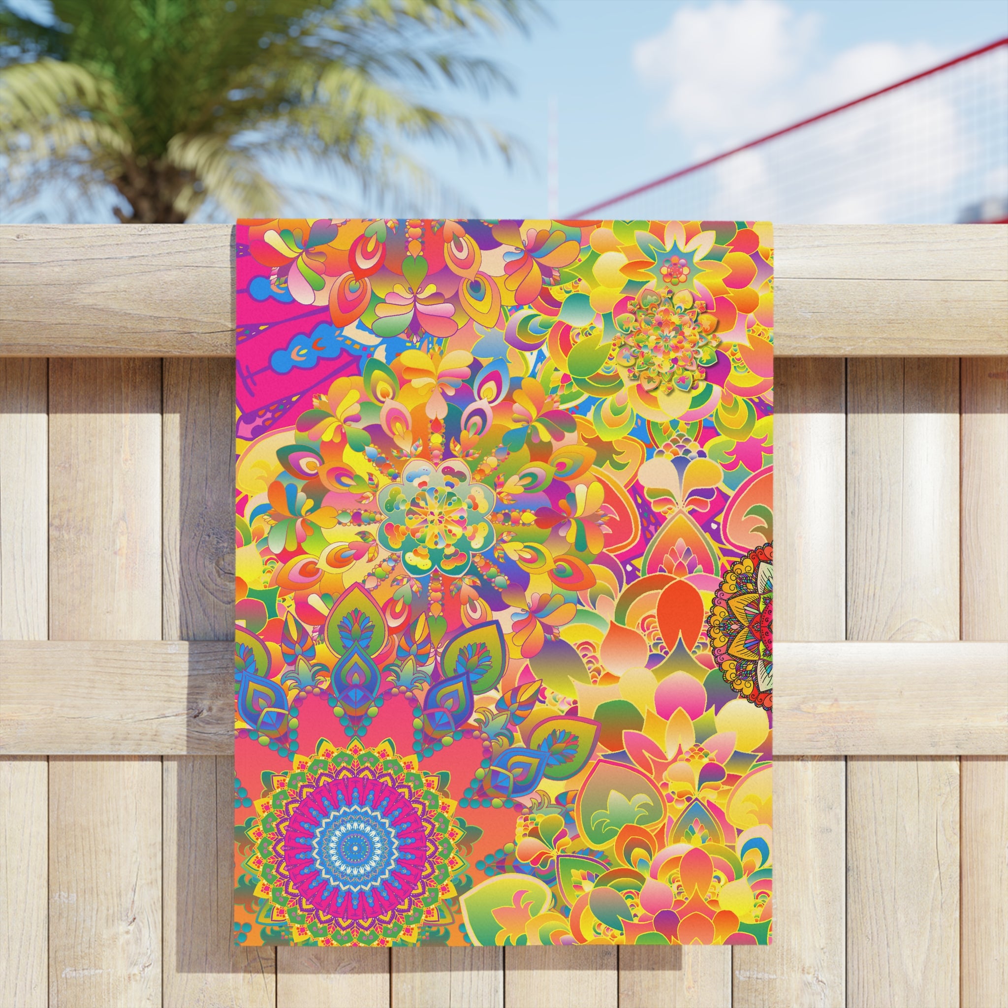 Psychedelic Floral Mandala Beach Towel
