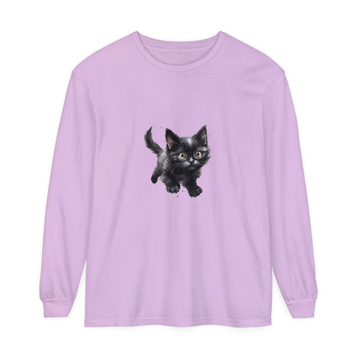 Adorable watercolor illustration of a playful kitten on a soft, comfortable t-shirt