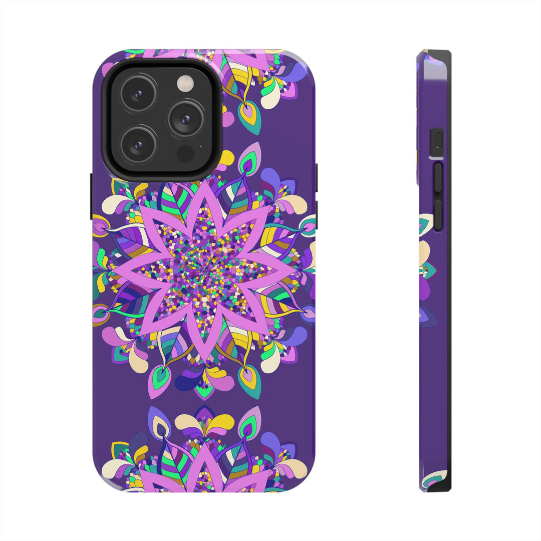 Hand-drawn purple Mandala Art Phone Case designed for iPhone X/XS