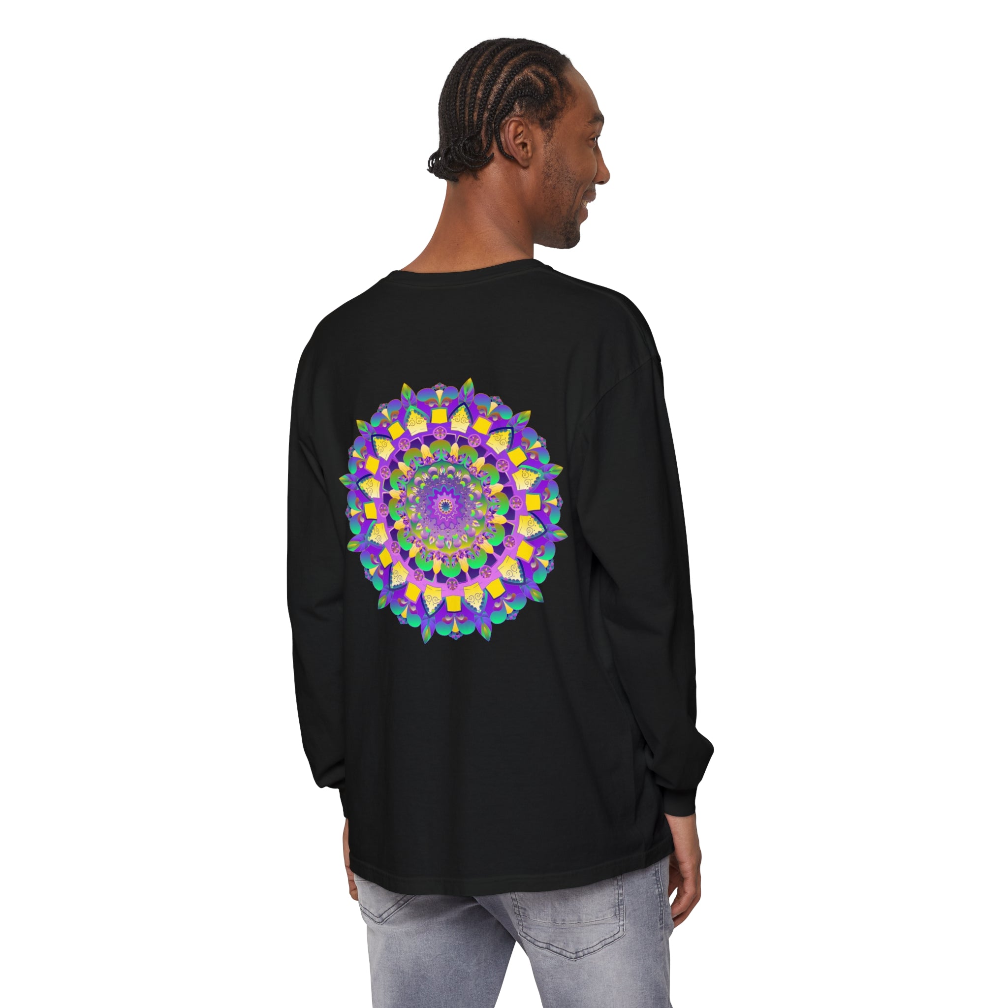 Colorful and intricate mandala design long sleeve t-shirt for everyone