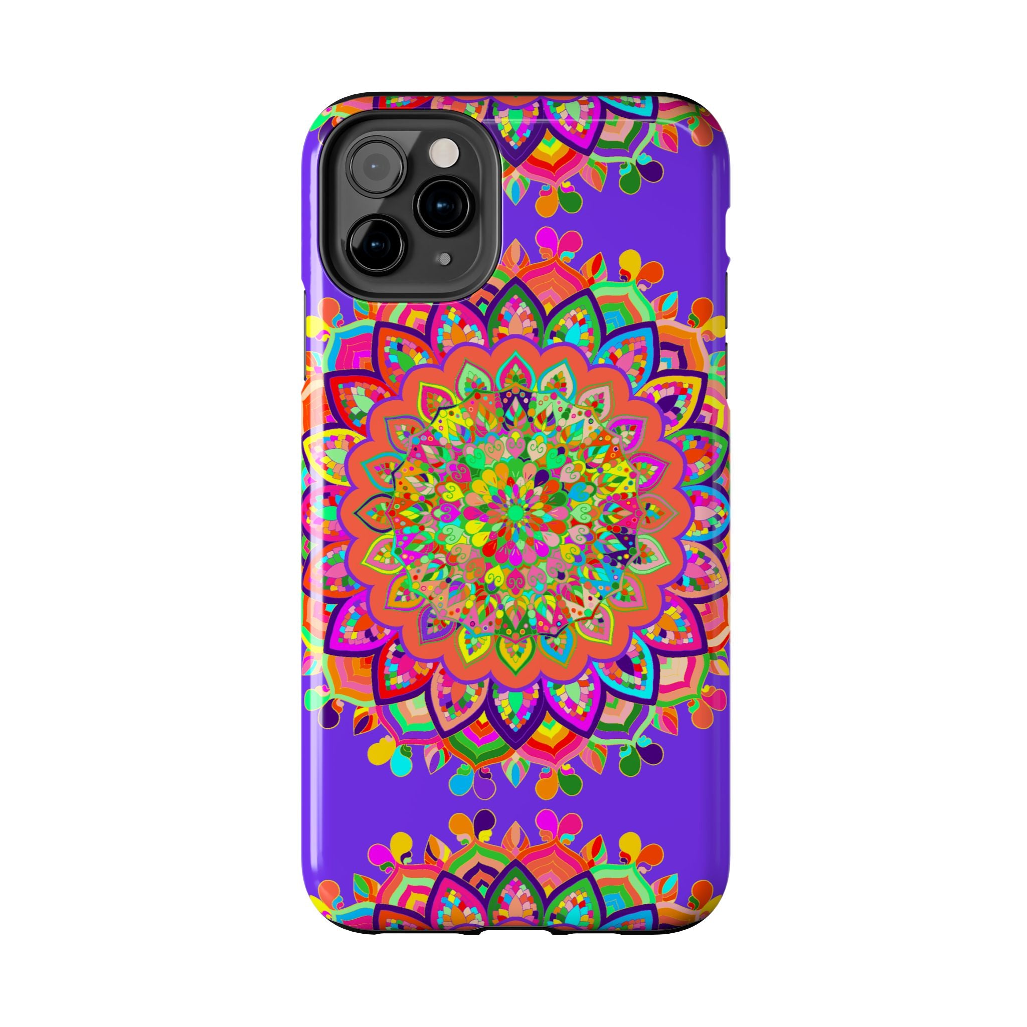 Beautiful hand-drawn purple mandala art phone case for stylish protection