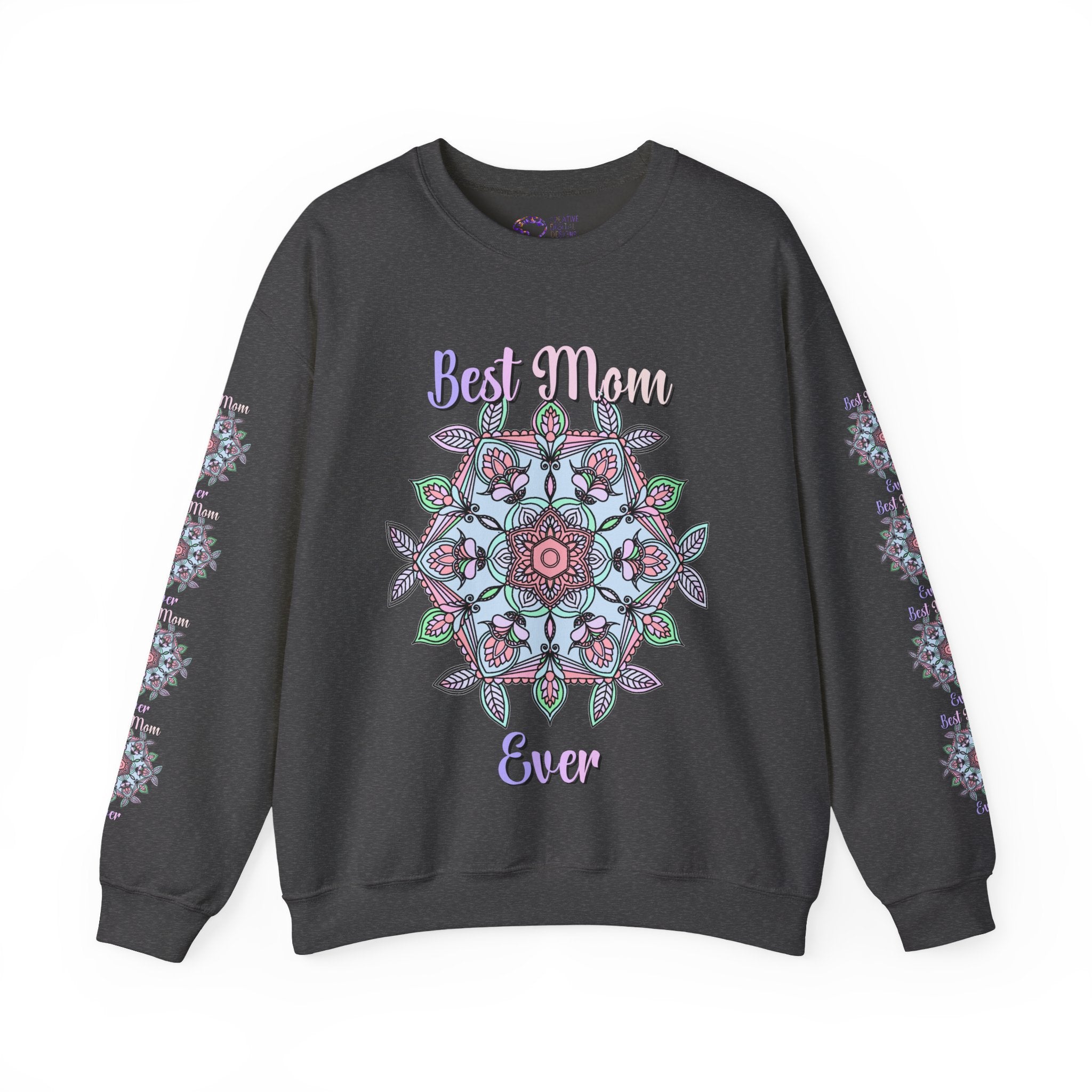 Mandala Art Crewneck Sweatshirt Celebrating Moms in Soft Hues