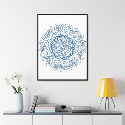 Handmade steel blue mandala design wall art on gallery canvas wraps