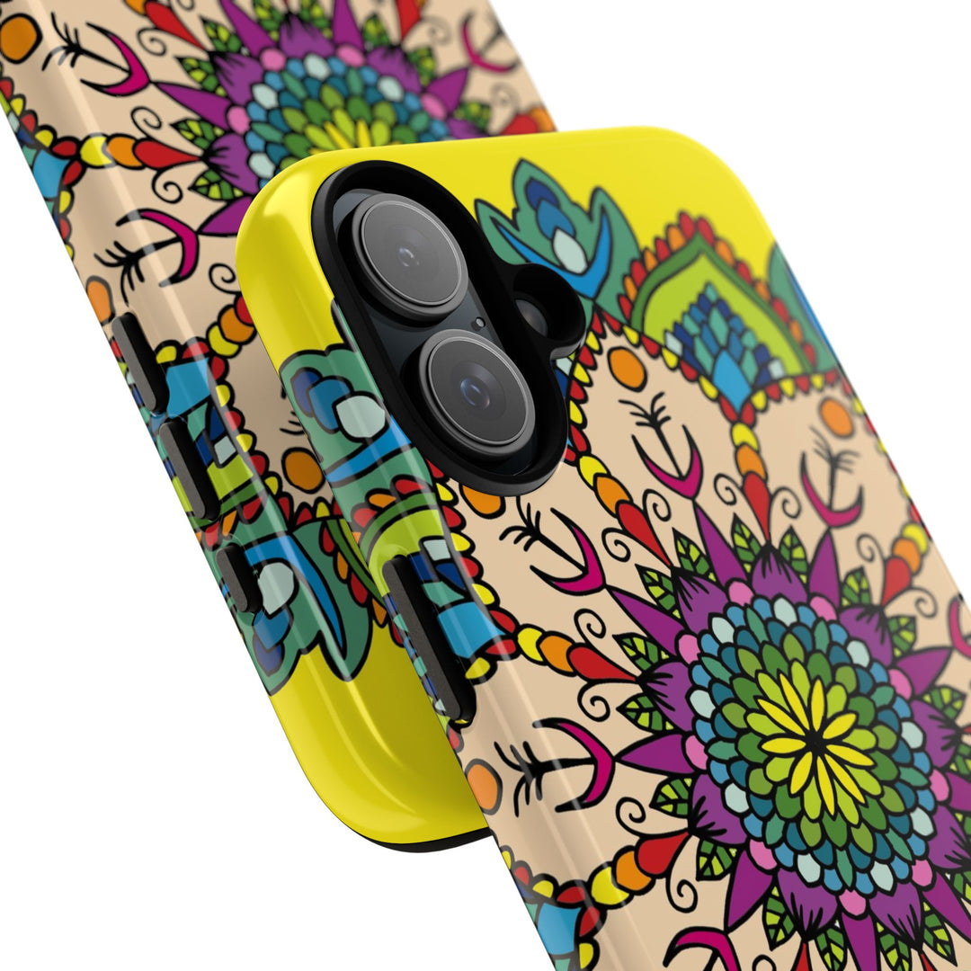 Intricate Floral Yellow Phone Case for Bold Protection and Style