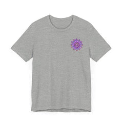 Beautiful purple mandala t-shirt with intricate design promoting spiritual peace and harmony for a stylish and meaningful fashion statement