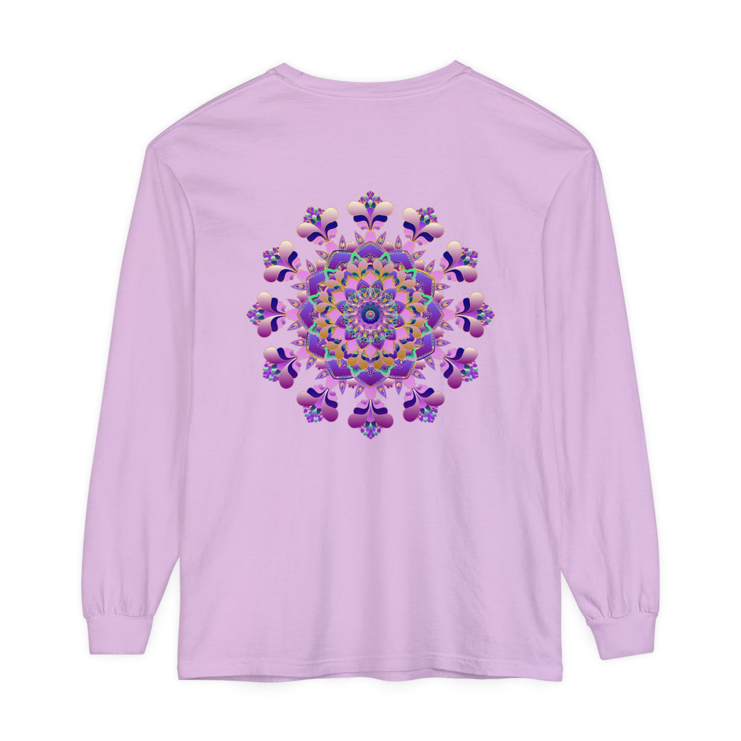 Intricate Mandala Long Sleeve T-Shirt - Unisex: A detailed and ornate mandala design on a comfortable long sleeve shirt for men and women