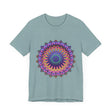 Vibrantly colored mandala tee with intricate design for meditation and relaxation