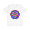 Vibrant and intricate mandala geometric design t-shirt in a variety of colors