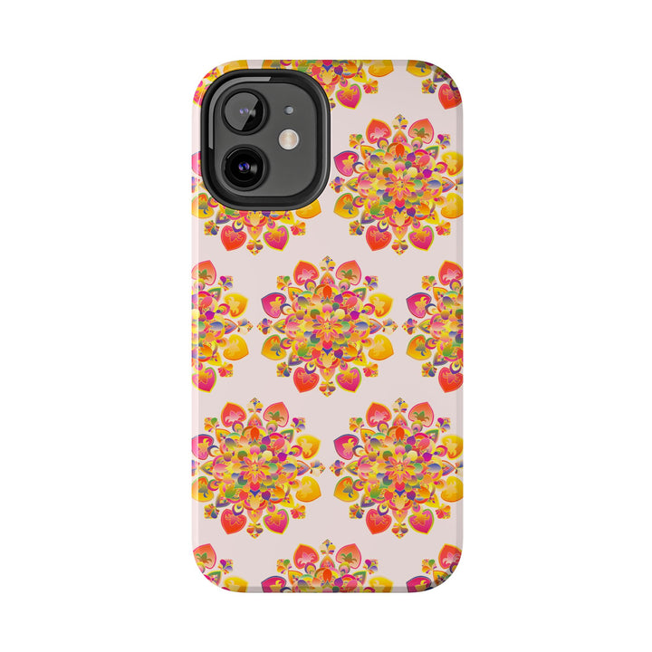 Phone Case - Hand-Drawn Mandala Art - Light Pink Long Description 48