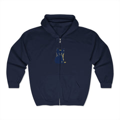 Mystical Blue Cat Watercolor Hoodie featuring a majestic feline design on a vibrant blue background