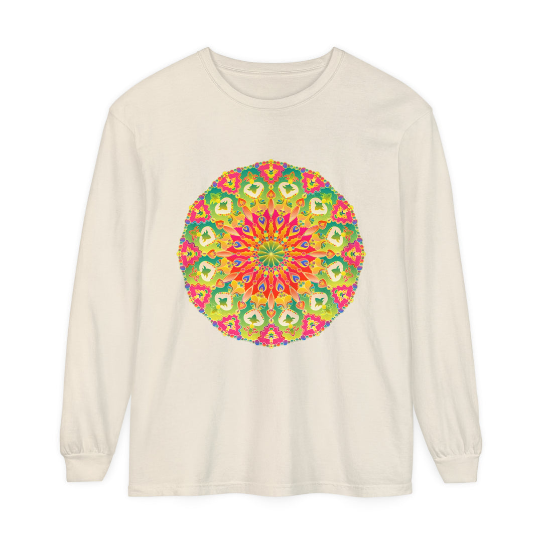 Intricate Mandala Long Sleeve T-Shirt featuring vibrant and detailed artistic design