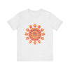 Beautiful pink, yellow, orange, and green mandala design tee shirt