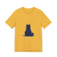 Black Cat Mystery T-Shirt - A simple and cool black t-shirt featuring a mysterious black cat design, perfect for casual and stylish outfits