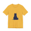 Black Cat Mystery T-Shirt - A simple and cool black t-shirt featuring a mysterious black cat design, perfect for casual and stylish outfits