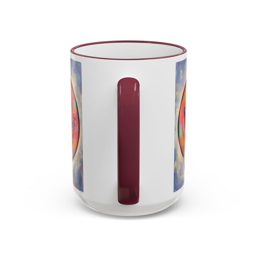 Colorful Paw Print Pet Lover Accent Rim Mug (11oz/15oz)