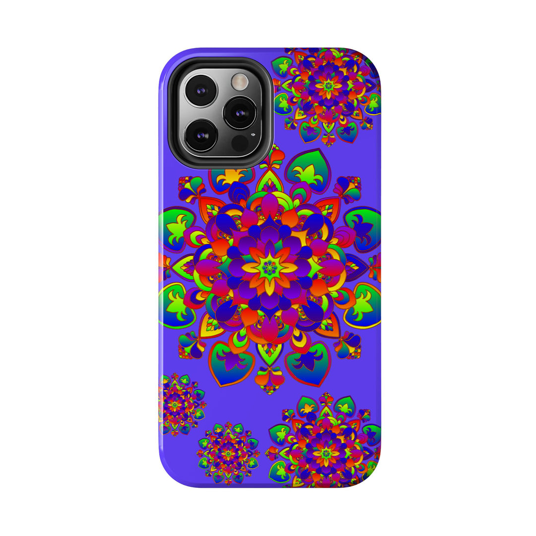 Colorful hand drawn mandala rainbow design phone case for added style and protection