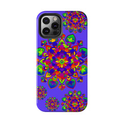 Colorful hand drawn mandala rainbow design phone case for added style and protection