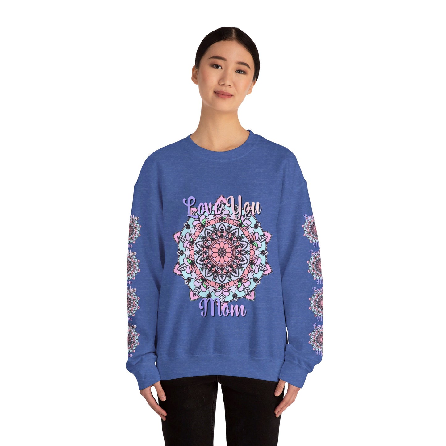 Cozy and stylish unisex crewneck sweatshirt, perfect birthday gift for mom, with 'Love You Mom' design