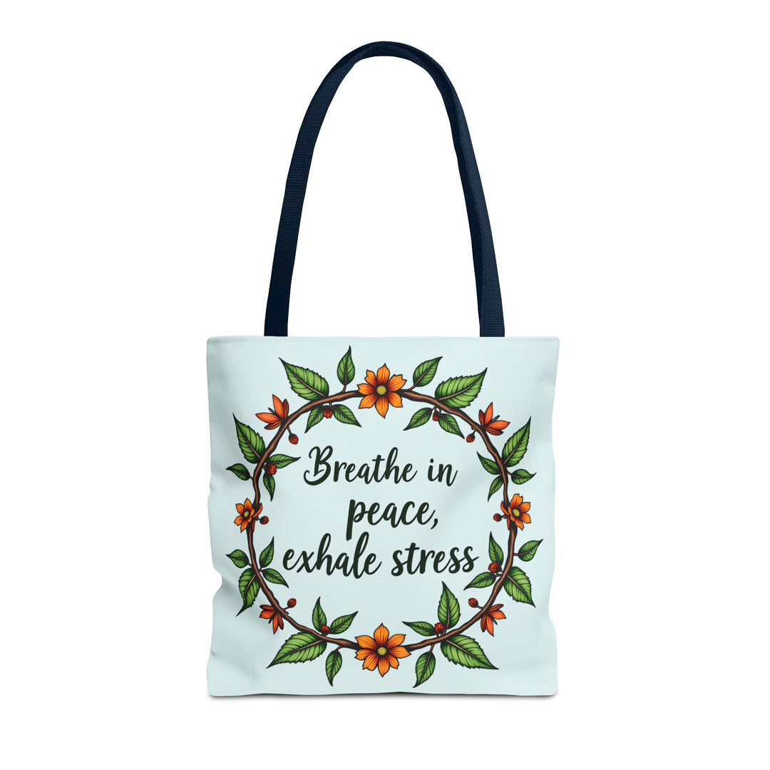 Beautiful flower crown tote bag in serene style, perfect for a day at the beach or a picnic in the park