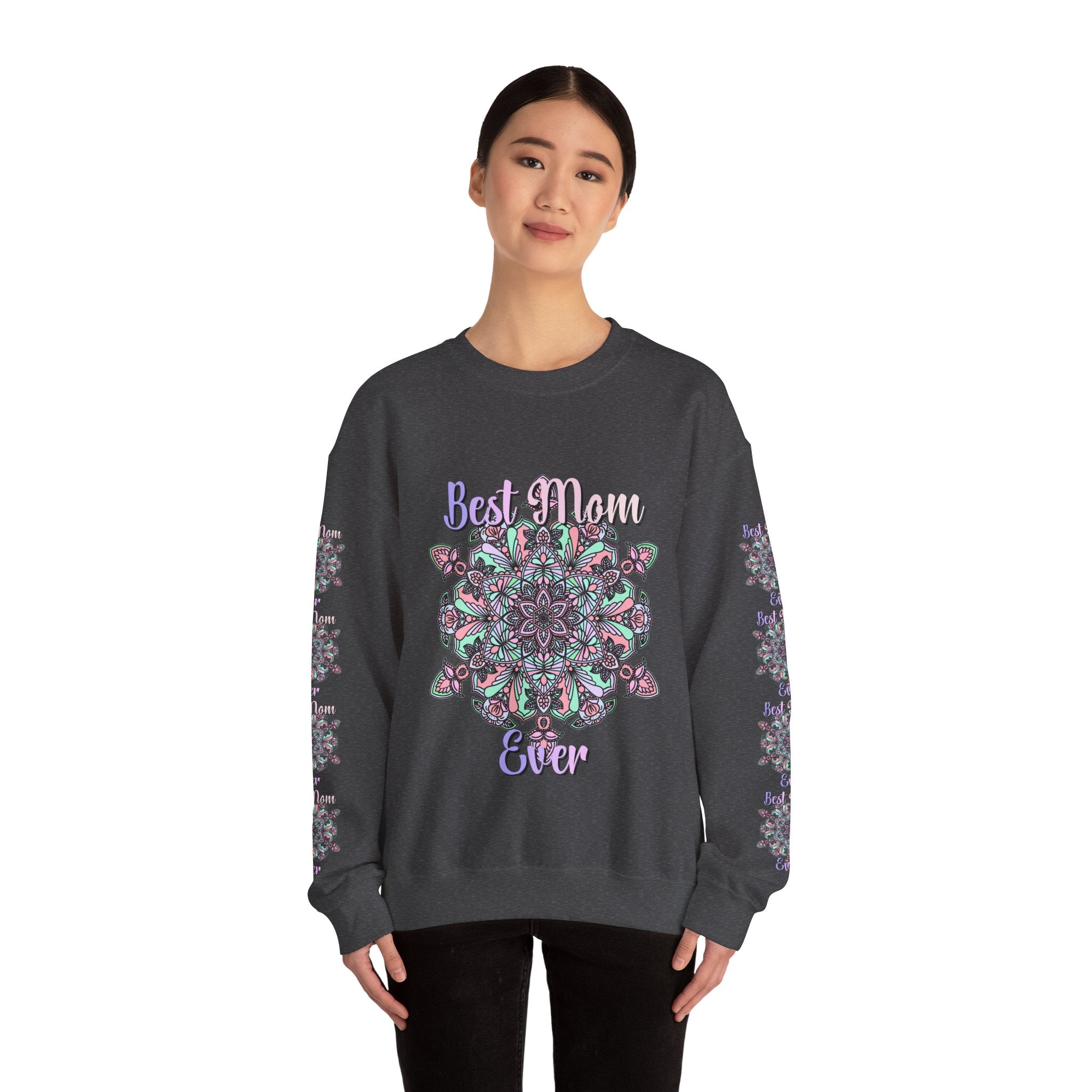 Sweatshirt mit Mandala-Design in Zartrosa und Lavendel für Mütter