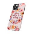 Light pink phone case with a beautiful flower garland bloom design