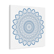 Handmade Mandala Art - Mandala Design Wall Art - Steel Blue - Matte Canvas, Stretched, 125 - Intricately designed steel blue mandala art on stretched matte canvas
