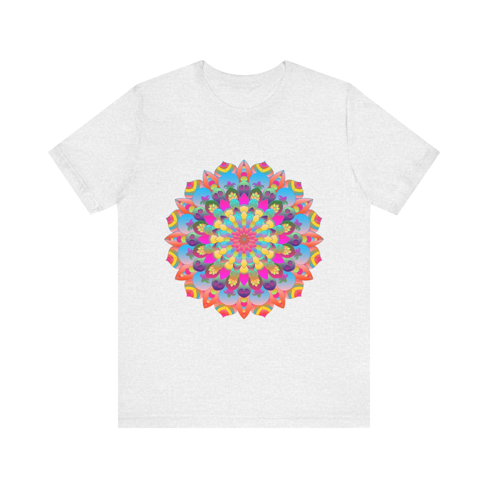 Colorful Mandala Flower T-Shirt with Psychedelic Art Design, perfect for a vibrant and unique style statement