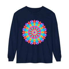 Colorful mandala design unisex long sleeve t-shirt, perfect for casual wear
