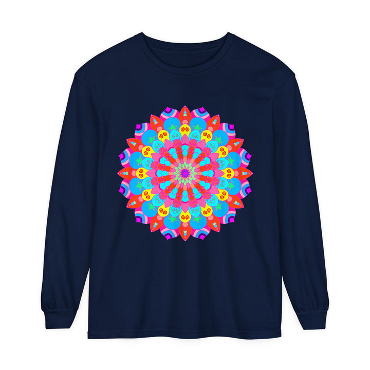 Colorful mandala design unisex long sleeve t-shirt, perfect for casual wear