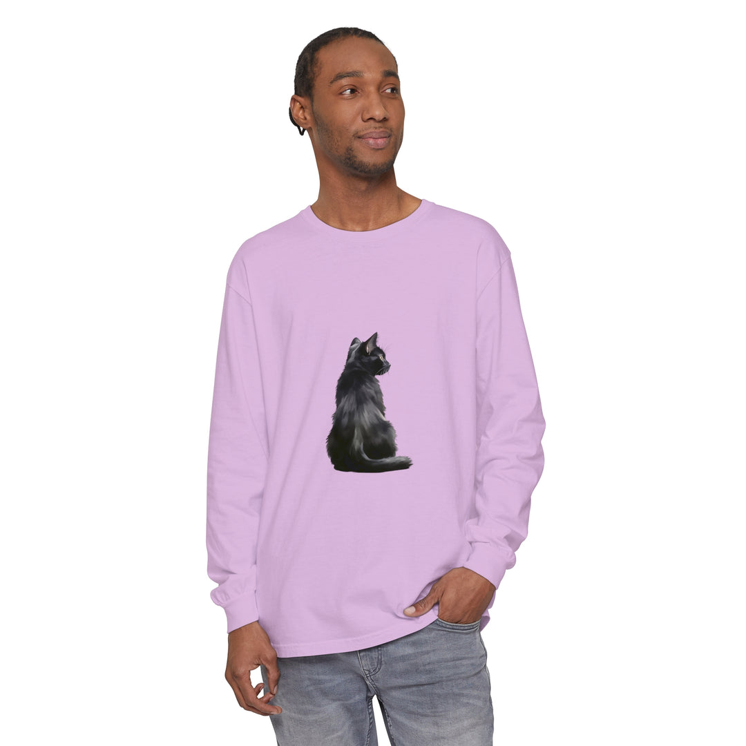 Black Cat Mystique Long Sleeve T-Shirt - Women's stylish black shirt with a mystical cat design