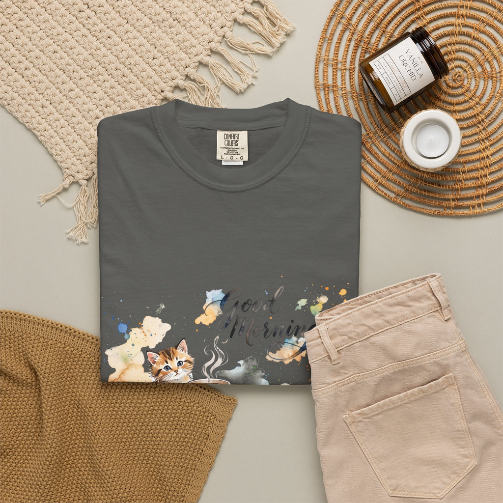 Good Morning Cat T-Shirt | Ultra-Soft Cotton Graphic Tee