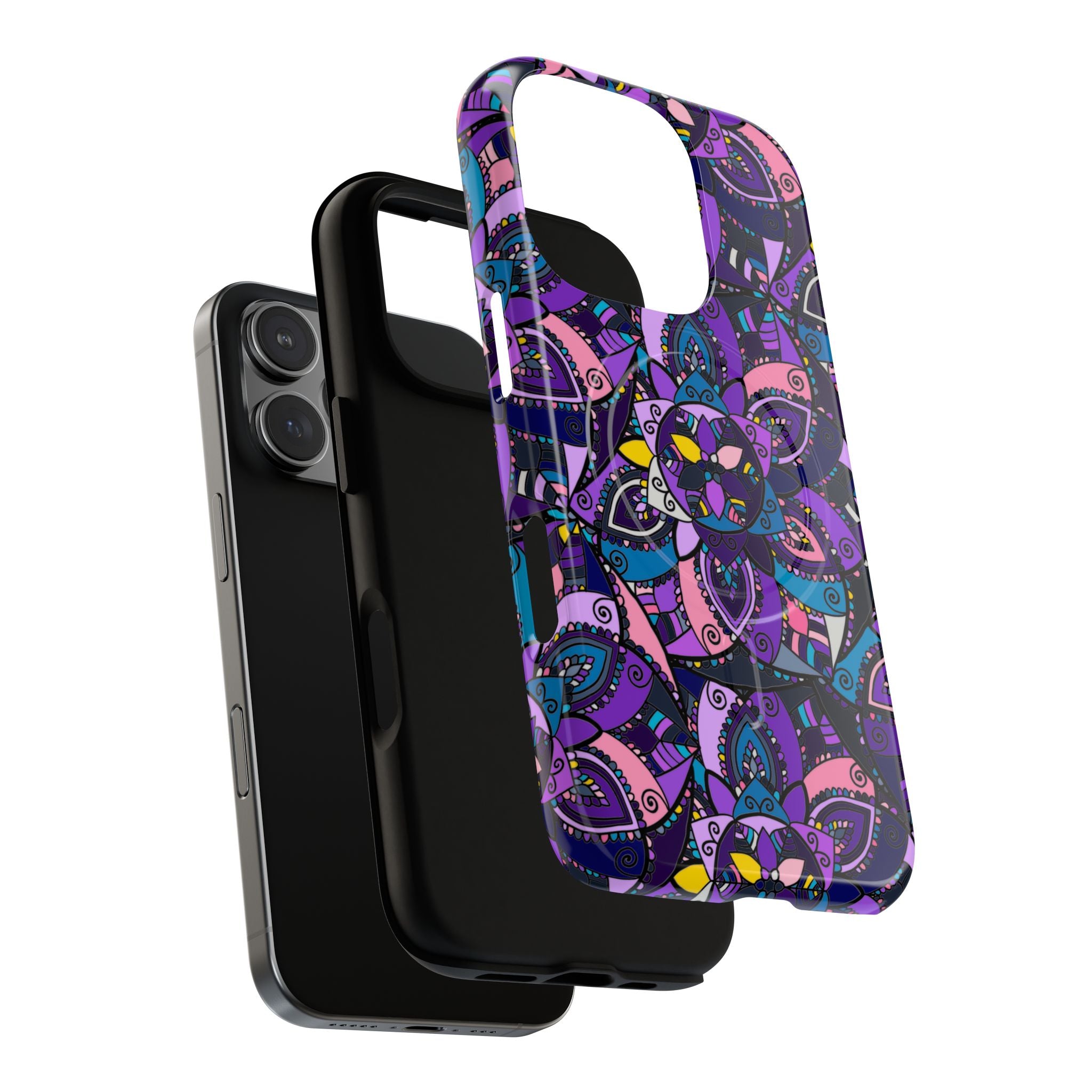 Magnetic Phone Case — Purple Mandala Floral Tough Case