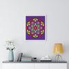 Vertical framed poster featuring a purple mandala, hand-drawn art for mindfulness and yoga practice