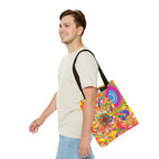 Psychedelic Floral Mandala Tote Bag